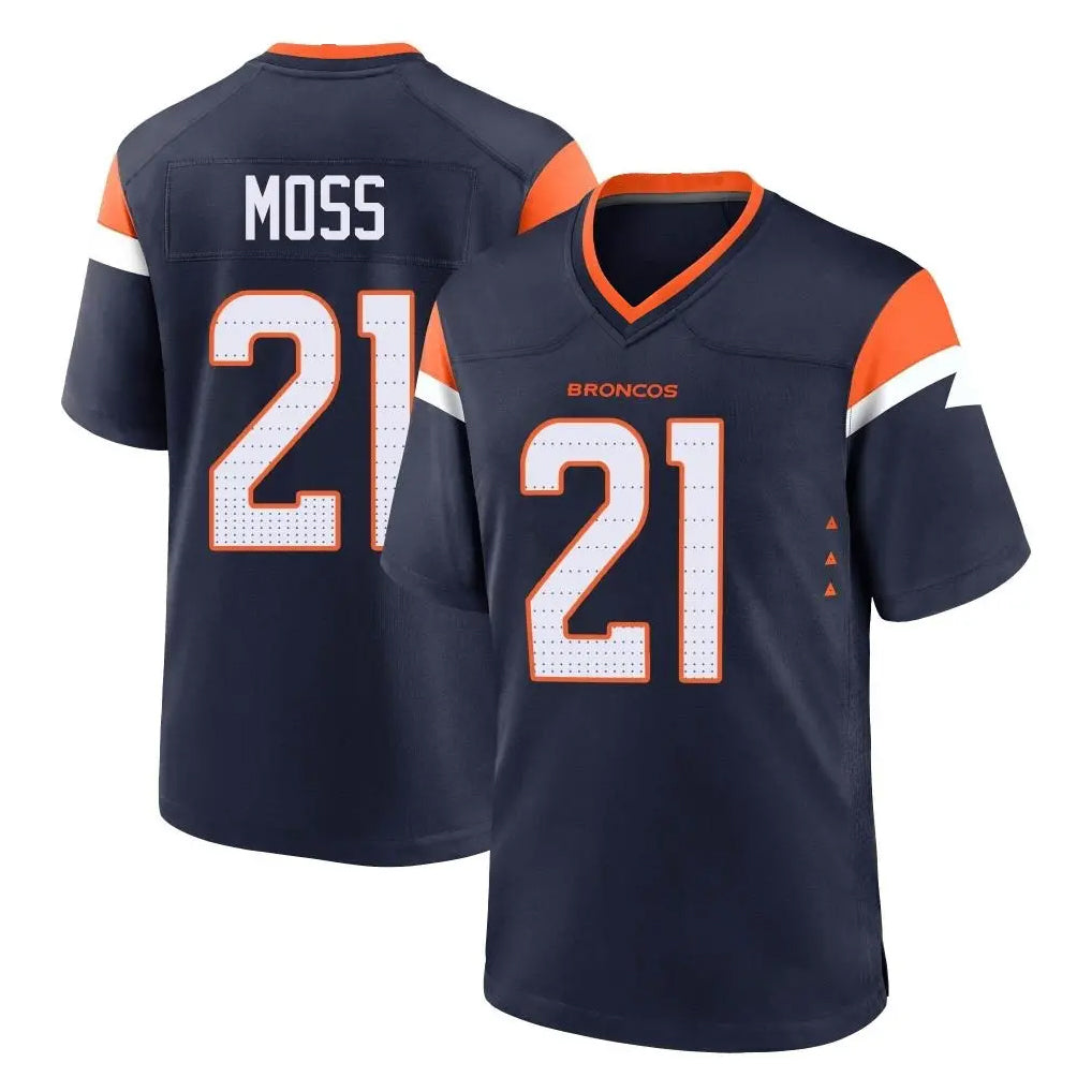 D.Broncos #21 Riley Moss Player Navy Home Game Odoa Stitched Jerseys