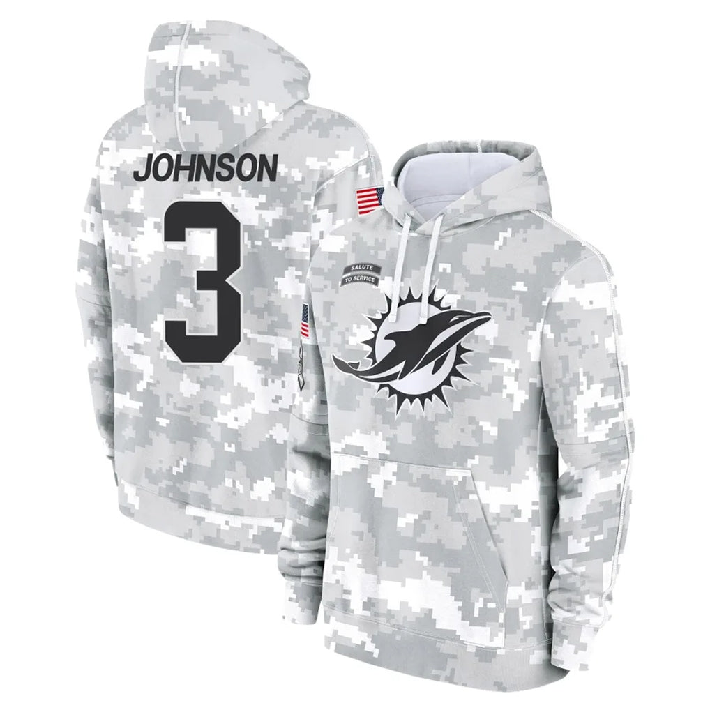 M.Dolphins #3 Chris Johnson Player Arctic Camo Salute to Service Hoodies Limited Game Odoa Stitched Jerseys