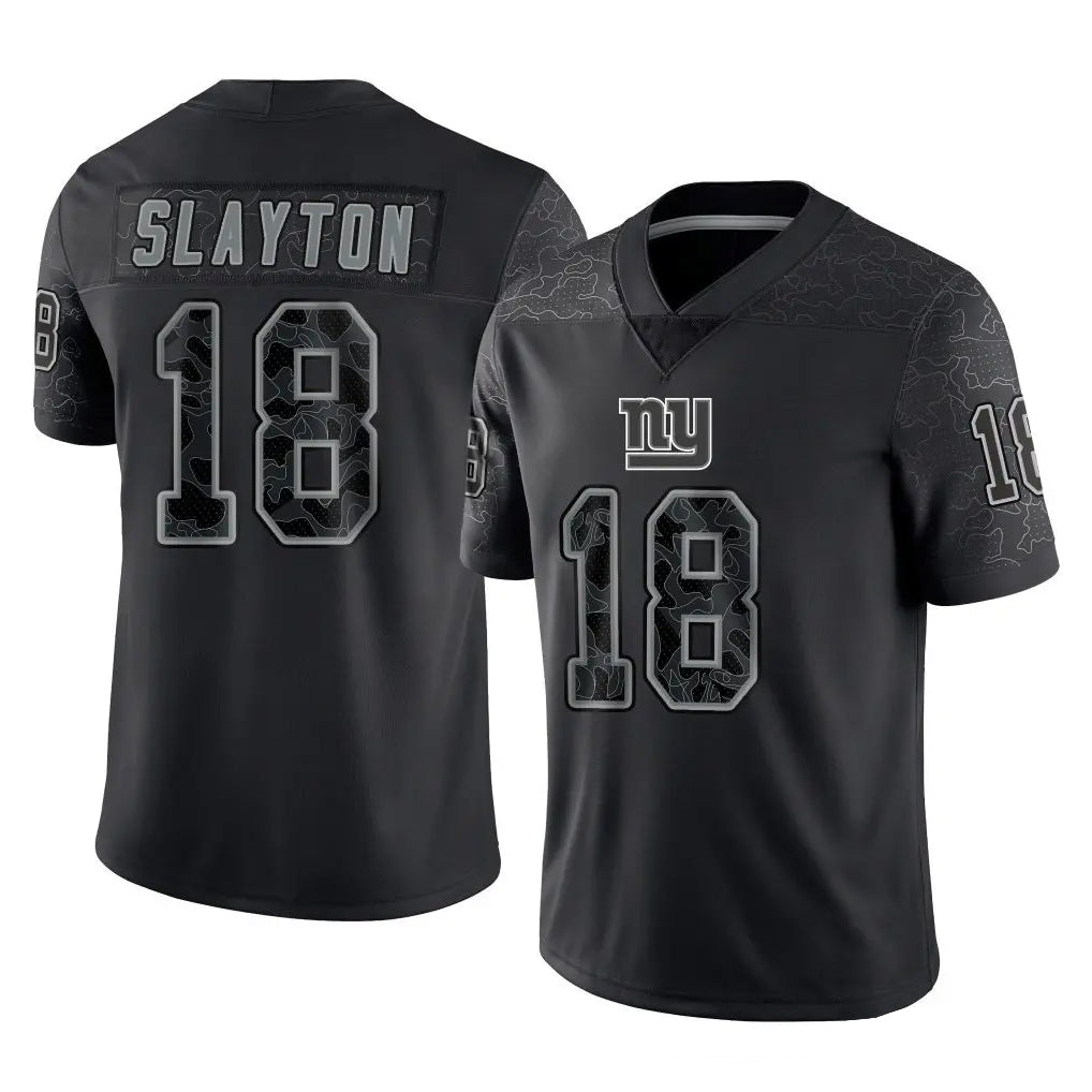 NY.Giants #18 Darius Slayton Player Black Limited Reflective Home Game Odoa Stitched Jerseys