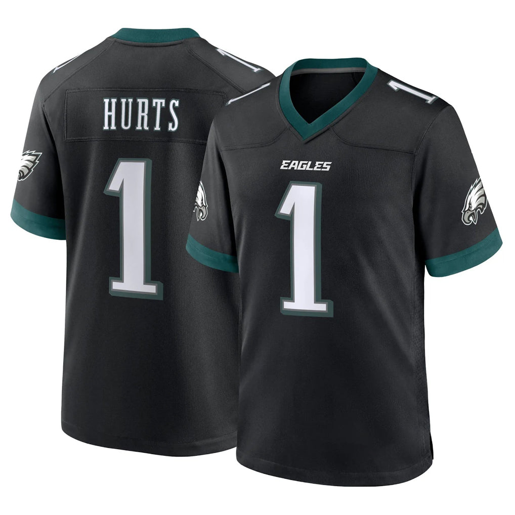 P.Eagles #1 Jalen Hurts Player Black Game Home Odoa Stitched Jerseys