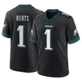 P.Eagles #1 Jalen Hurts Player Black Game Home Odoa Stitched Jerseys
