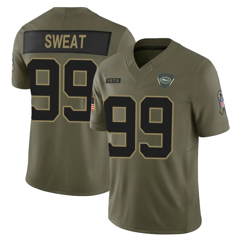 NY.Jets #99 T'Vondre Sweat Player Olive 2025 Salute To Service Limited Odoa Stitched Jerseys