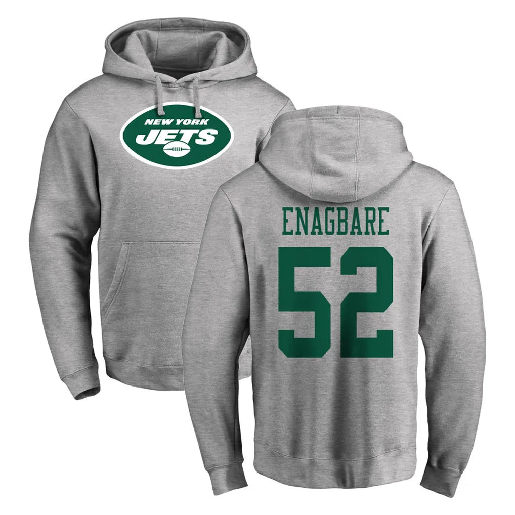 NY.Jets #52 Kingsley Enagbare Player Gray LOGO Pullover Hoodies Limited Game Odoa Stitched Jerseys
