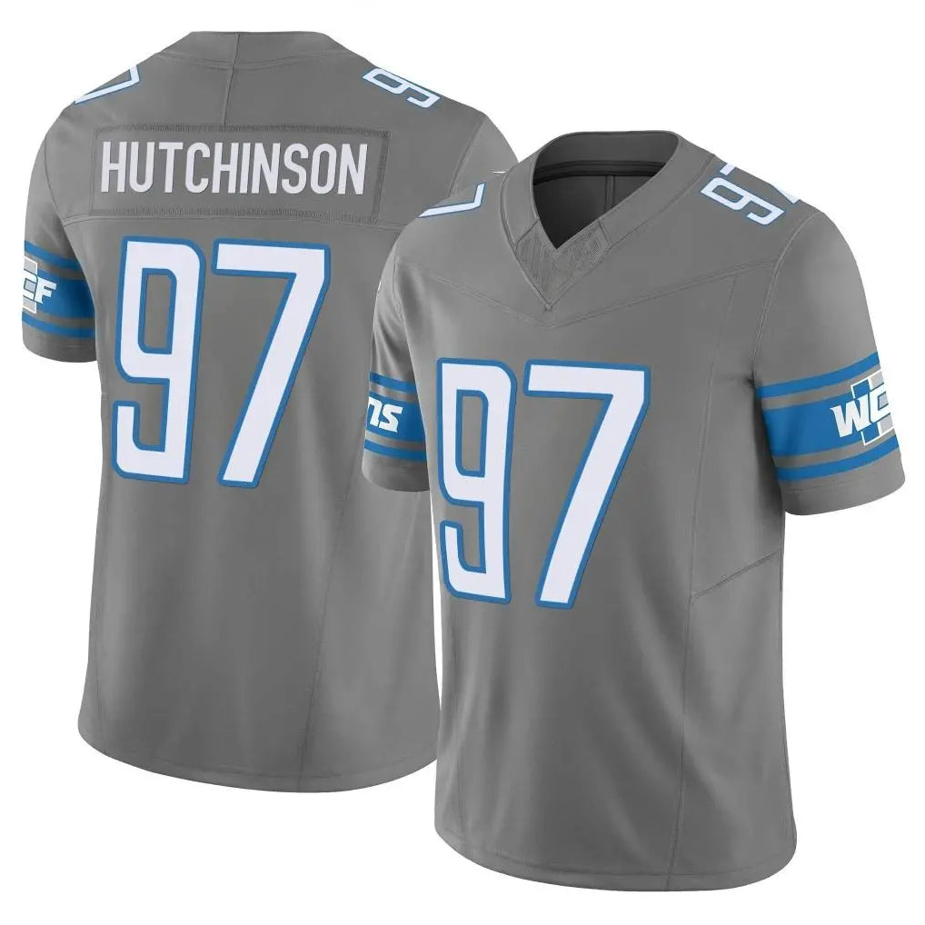 D.Lions #97 Aidan Hutchinson Player Gray Vapor F.U.S.E. Limited Home Game Odoa Stitched Jerseys