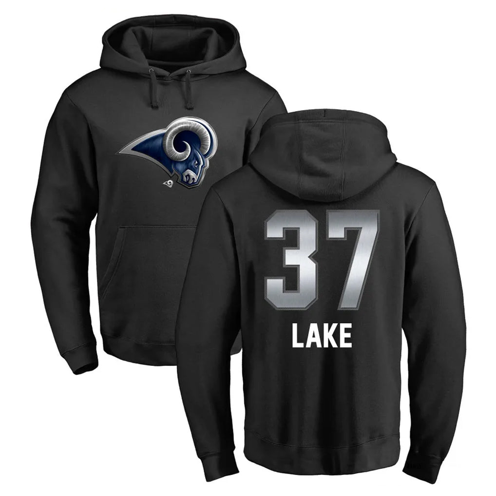 LA.Rams #37 Quentin Lake Player Black Pullover Hoodie Limited Game Odoa Stitched Jerseys
