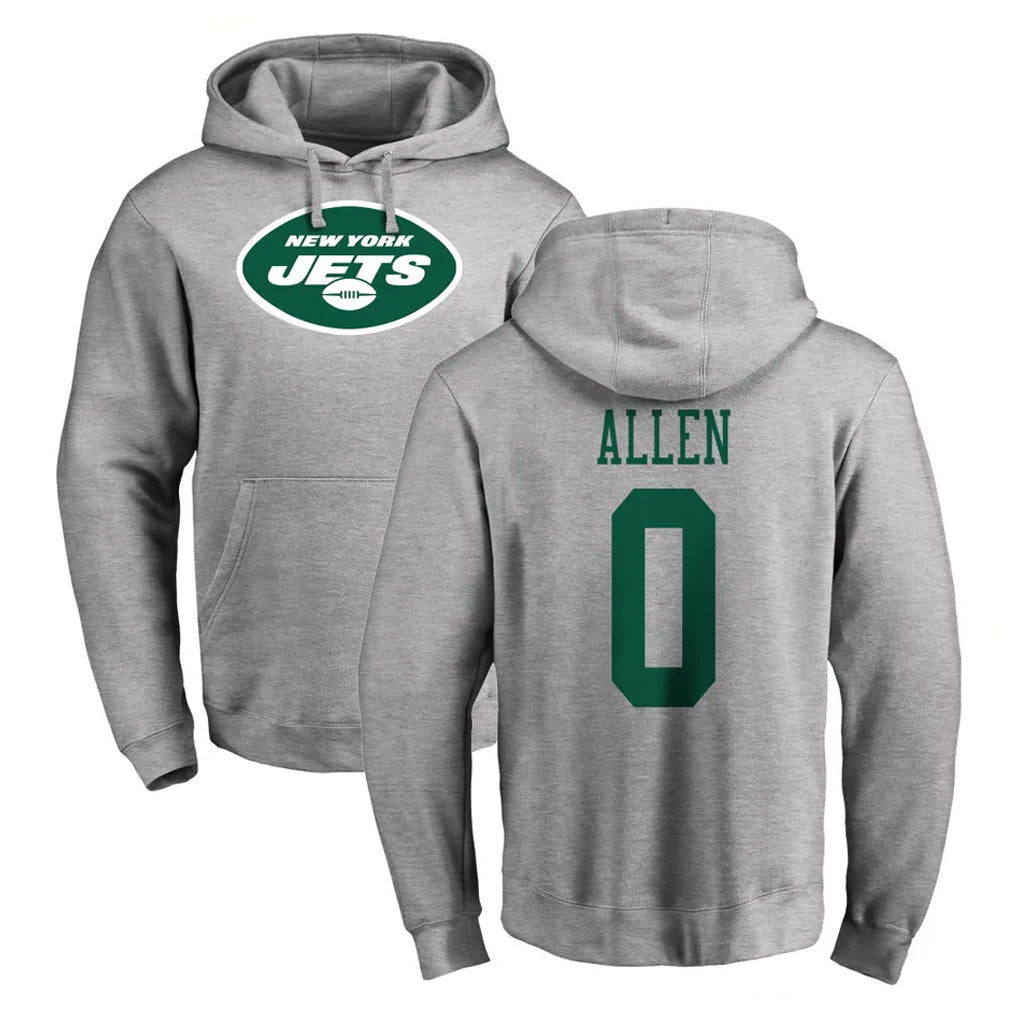 NY.Jets #0 Braelon Allen Player Gray LOGO Pullover Hoodies Limited Game Odoa Stitched Jerseys