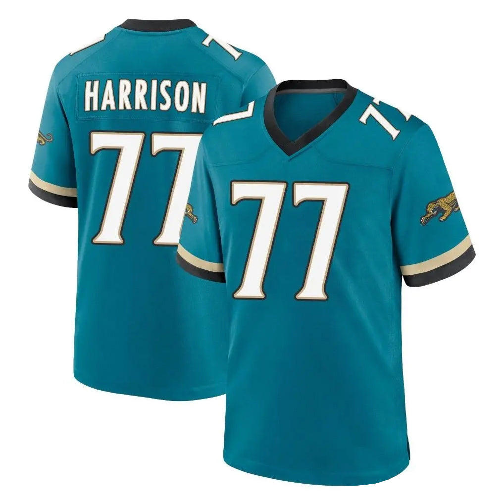 J.Jaguars #77 Anton Harrison Player Teal Prowler Throwback Limited Home Game Odoa Stitched Jerseys