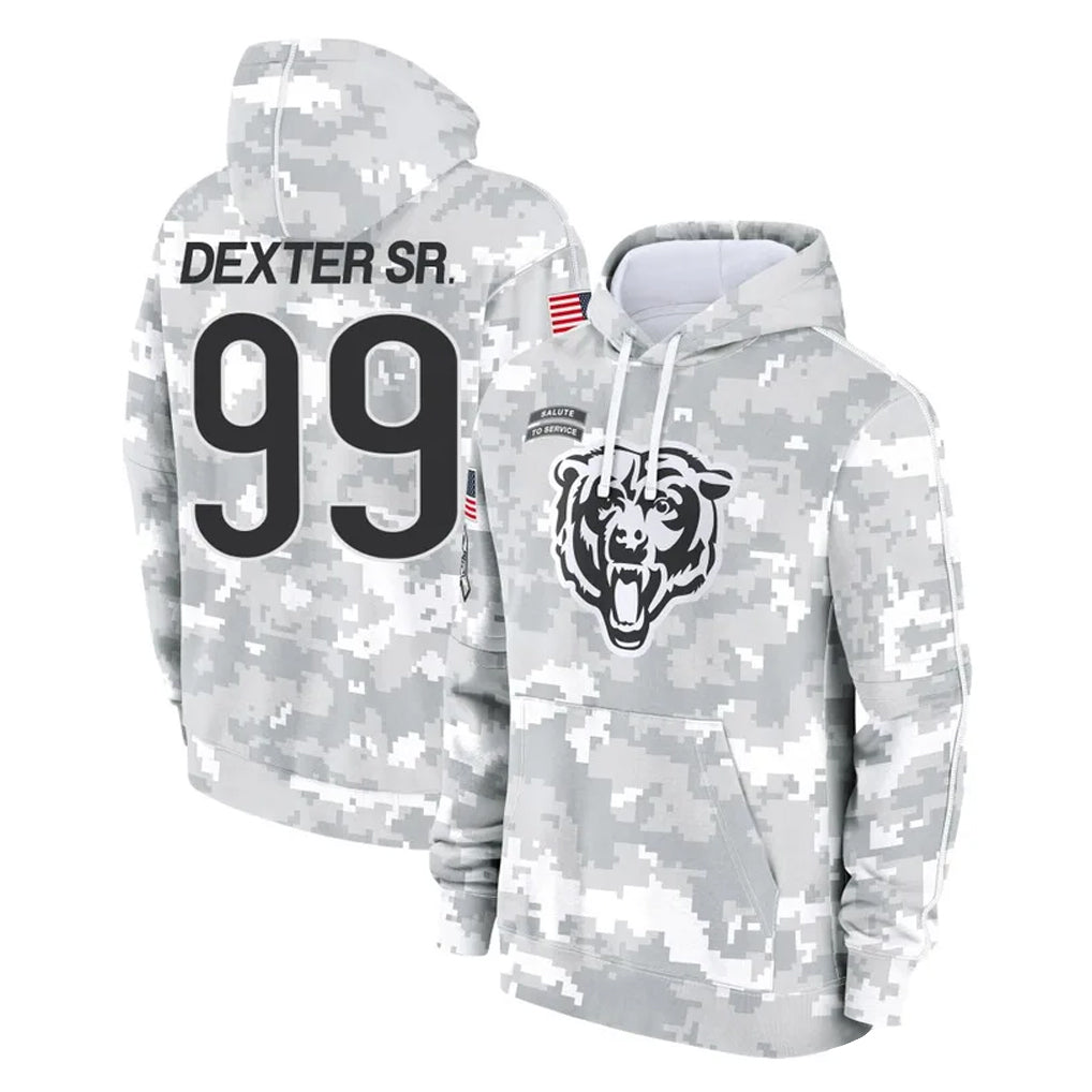 C.Bears #99 Gervon Dexter Sr. Player Arctic Camo Salute to Service Pullover Hoodies Limited Odoa Stitched Jerseys