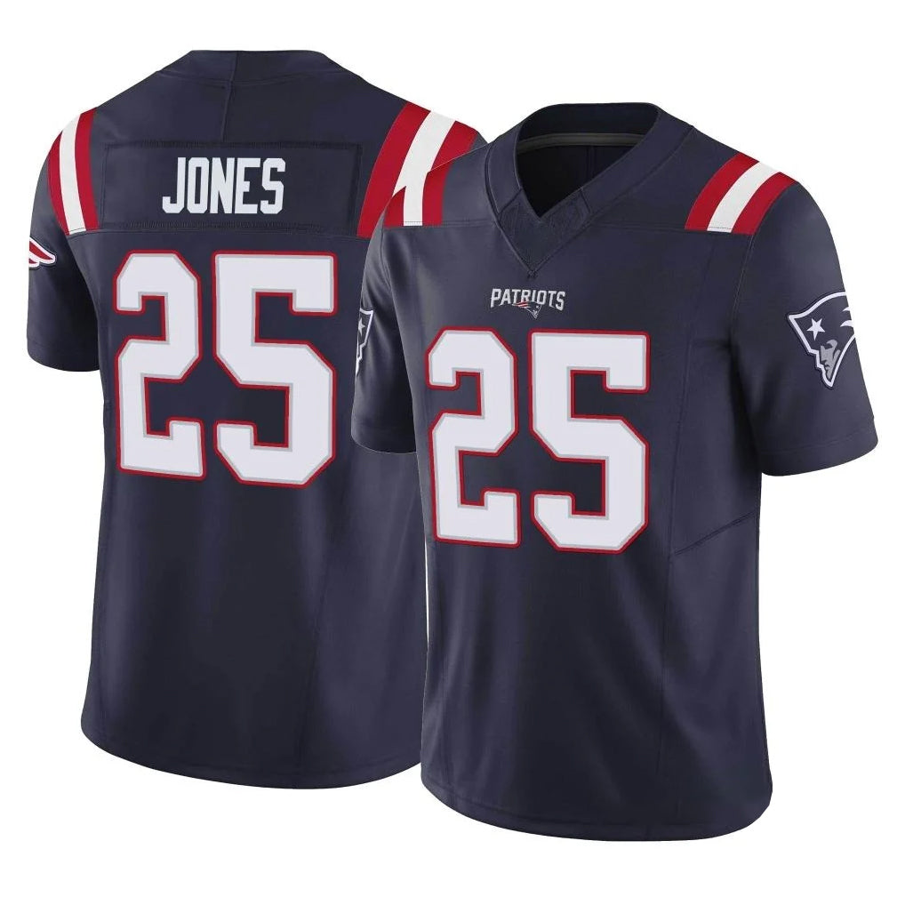 NE.Patriots #25 Marcus Jones Player Navy Limited Vapor F.U.S.E. Home Game Odoa Stitched Jerseys