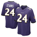 B.Ravens #24 Malaki Starks Player Purple Color Rush Home Game Odoa Stitched Jerseys