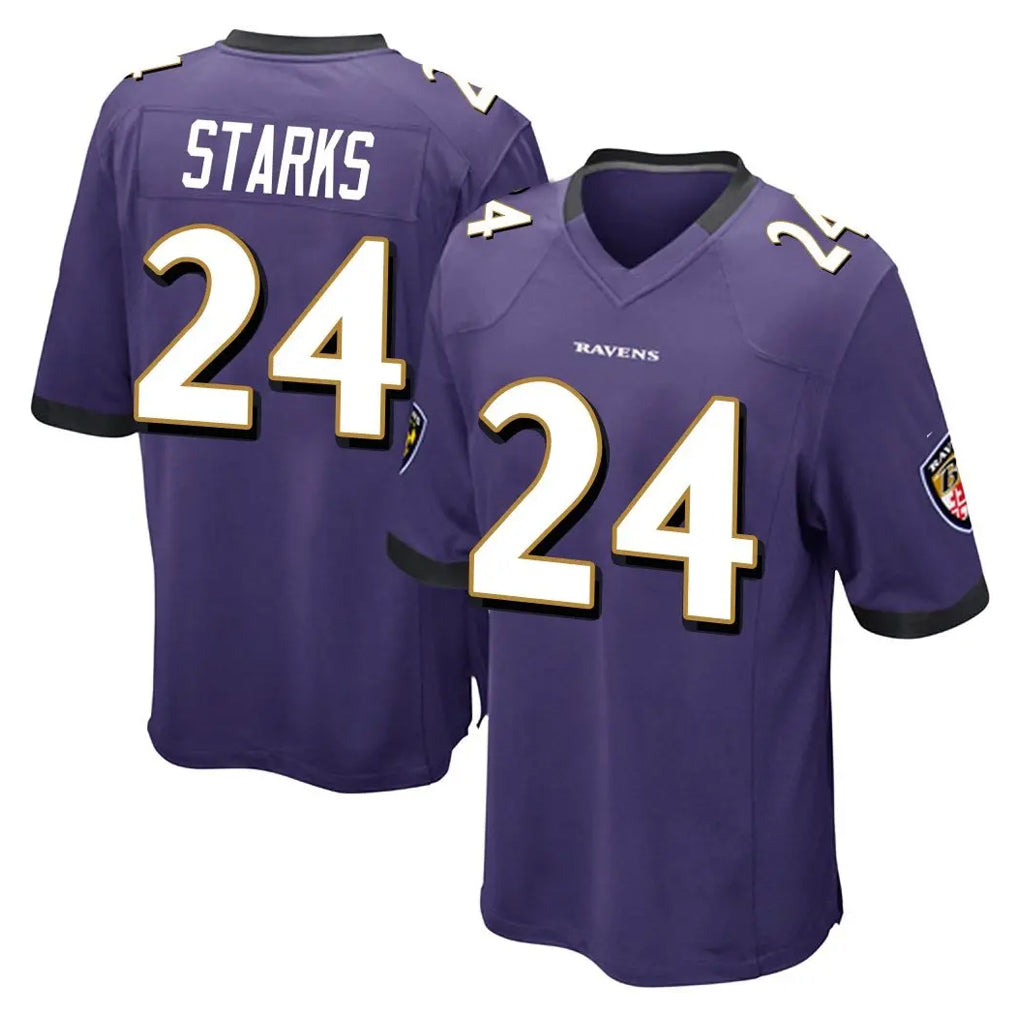 B.Ravens #24 Malaki Starks Player Purple Color Rush Home Game Odoa Stitched Jerseys