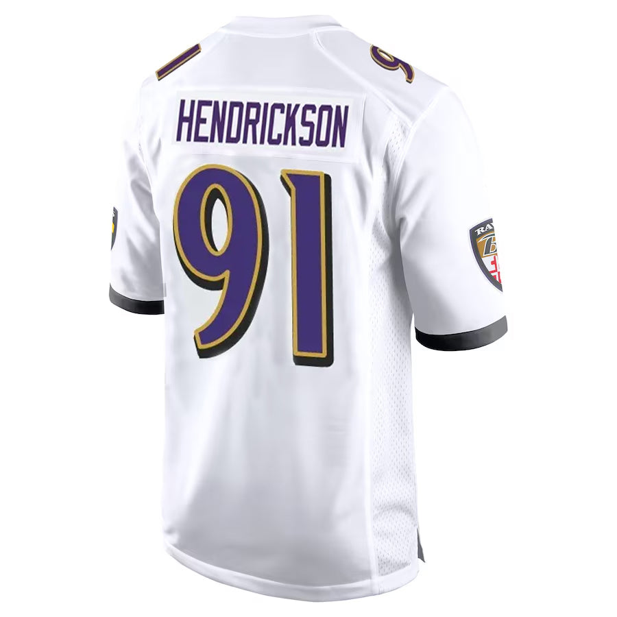 B.Ravens #91 Trey Hendrickson Player White Alternate Home Game Odoa Stitched Jerseys
