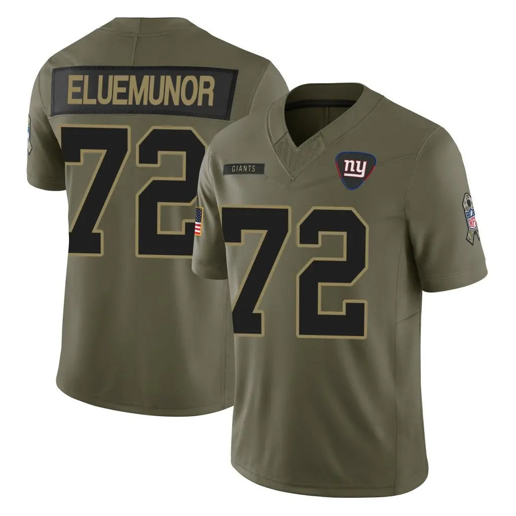 NY.Giants #72 Jermaine Eluemunor Player Olive 2025 Salute To Service Limited Odoa Stitched Jerseys
