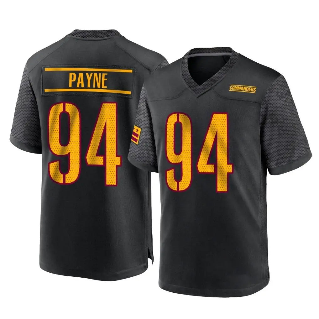 W.Commanders #94 Daron Payne Player Black Home Game Odoa Stitched Jerseys