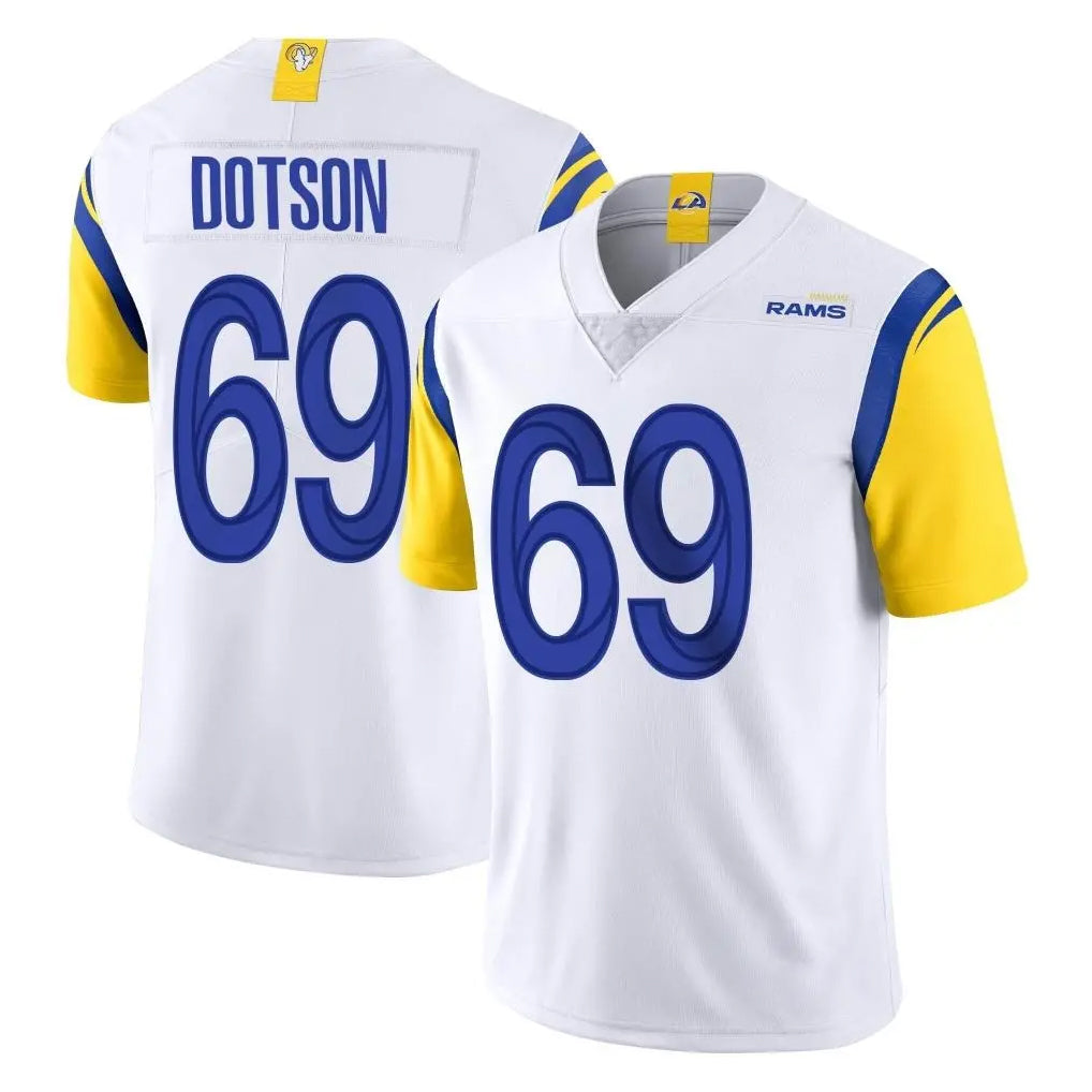 LA.Rams #69 Kevin Dotson Player White Limited Vapor Untouchable Home Game Odoa Stitched Jerseys