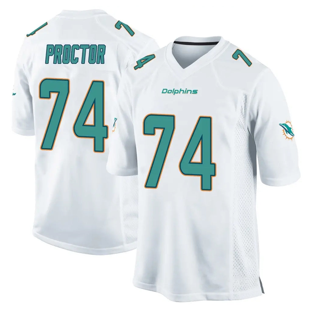M.Dolphins #74 Kadyn Proctor Player White Home Game Odoa Stitched Jerseys