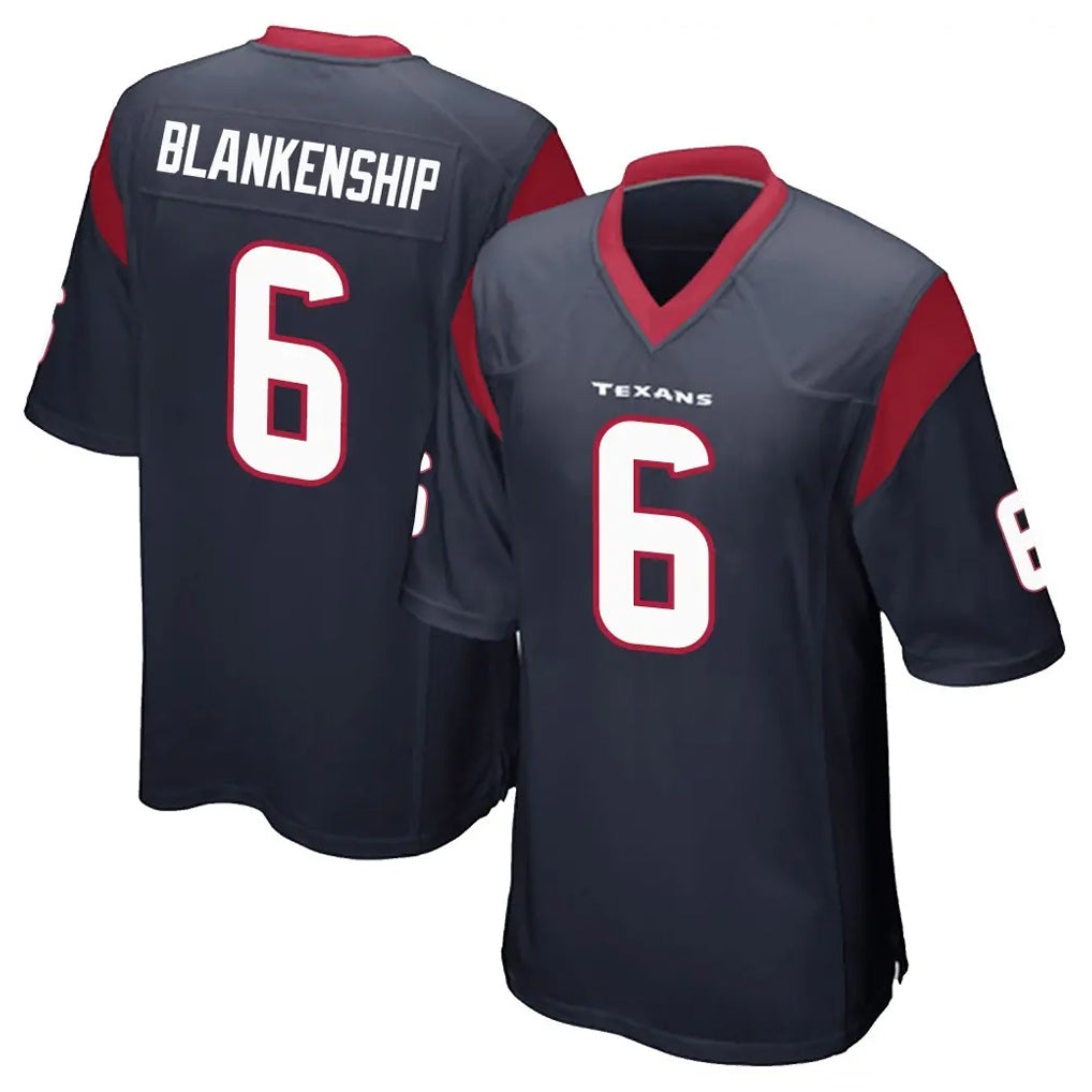 H.Texans #6 Reed Blankenship Player Navy Home Game Odoa Stitched Jerseys