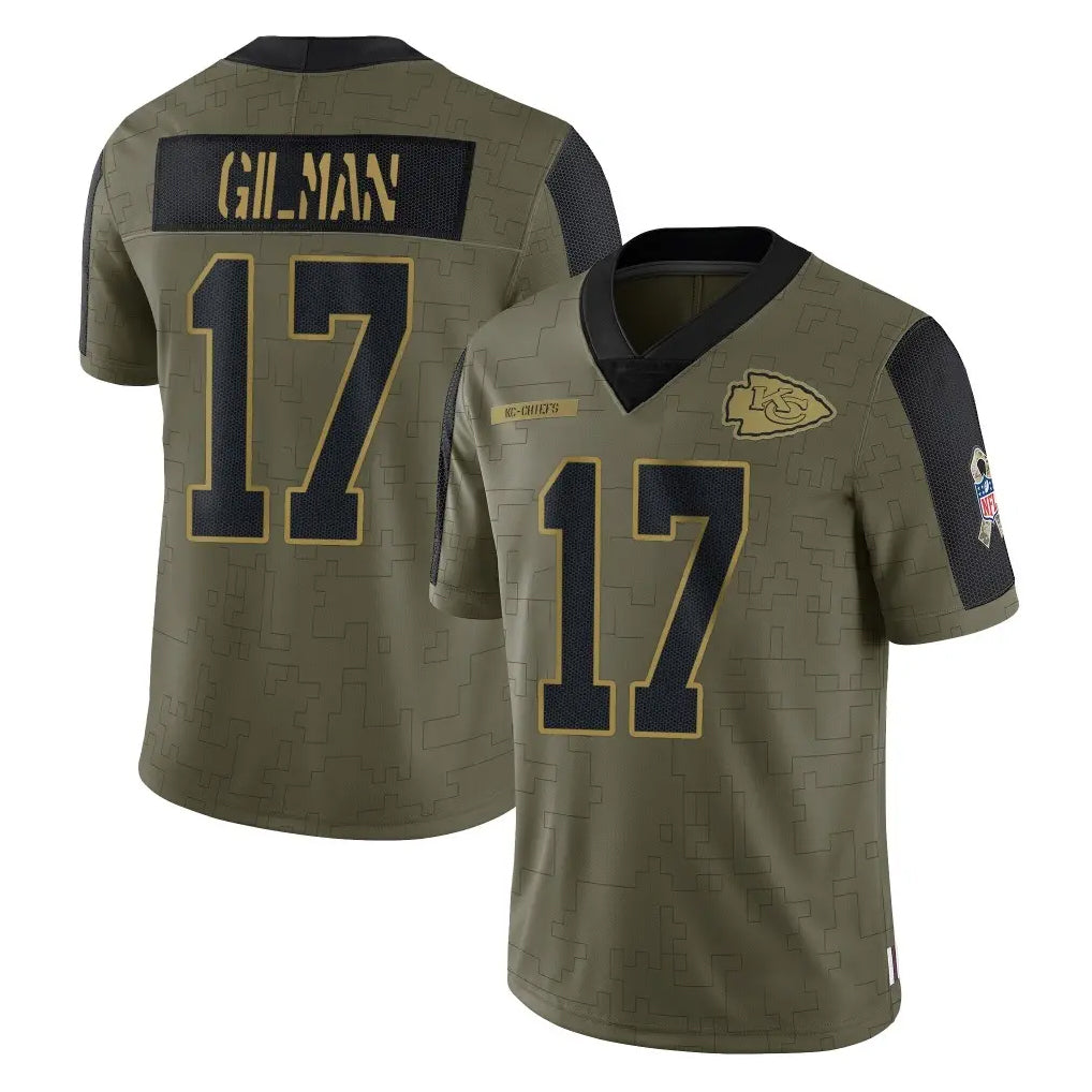 KC.Chiefs #17 Alohi Gilman Player Olive Salute To Service Limited Game Odoa Stitched Jerseys