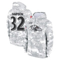 B.Ravens #32 Trenton Simpson Player Arctic Camo Salute to Service Pullover Hoodie Odoa Stitched Jerseys