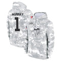 M.Vikings #1 Kyler Murray Player Arctic Camo Salute to Service Pullover Hoodies Limited Game Odoa Stitched Jerseys