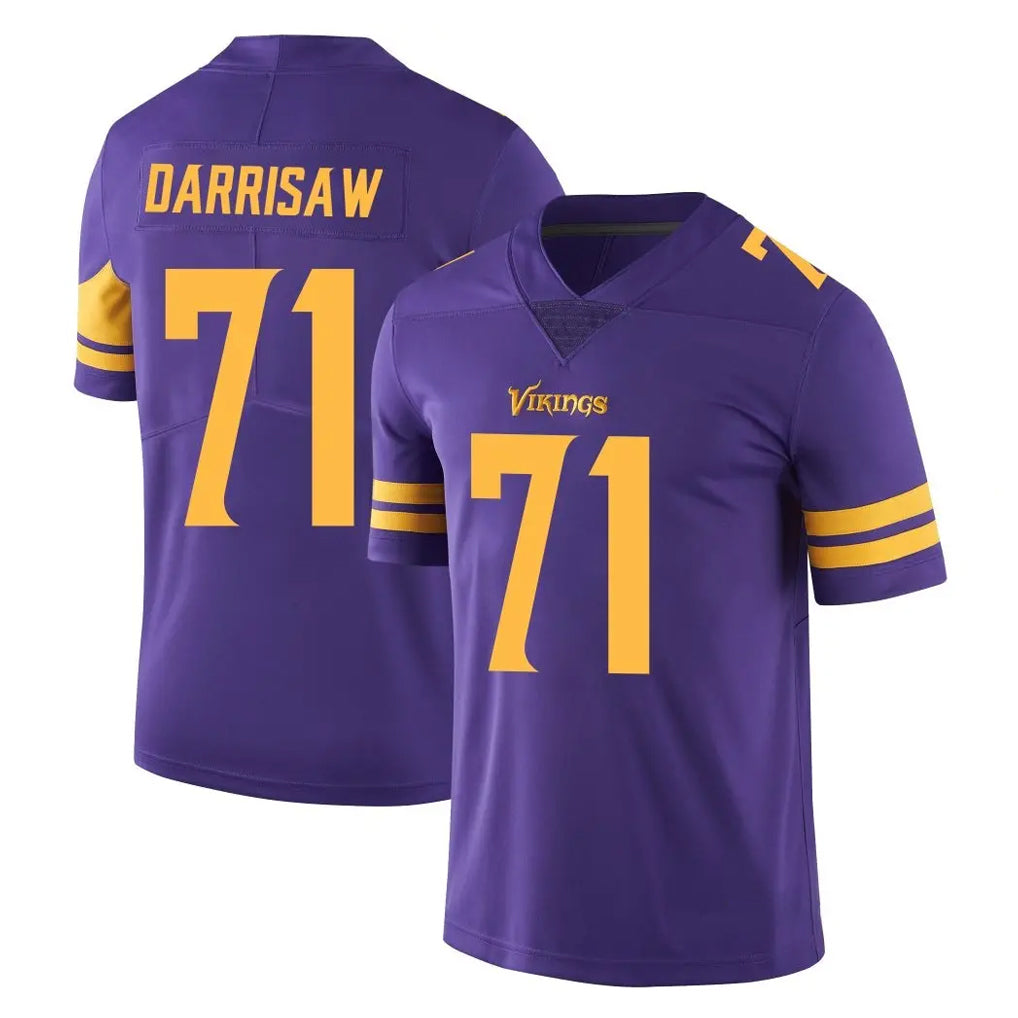 M.Vikings #71 Christian Darrisaw Player Purple Limited Color Rush Home Game Odoa Stitched Jerseys