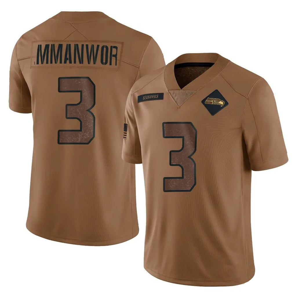 S.Seahawks #3 Nick Emmanwori Player Brown Limited Salute To Service Home Game Odoa Stitched Jerseys