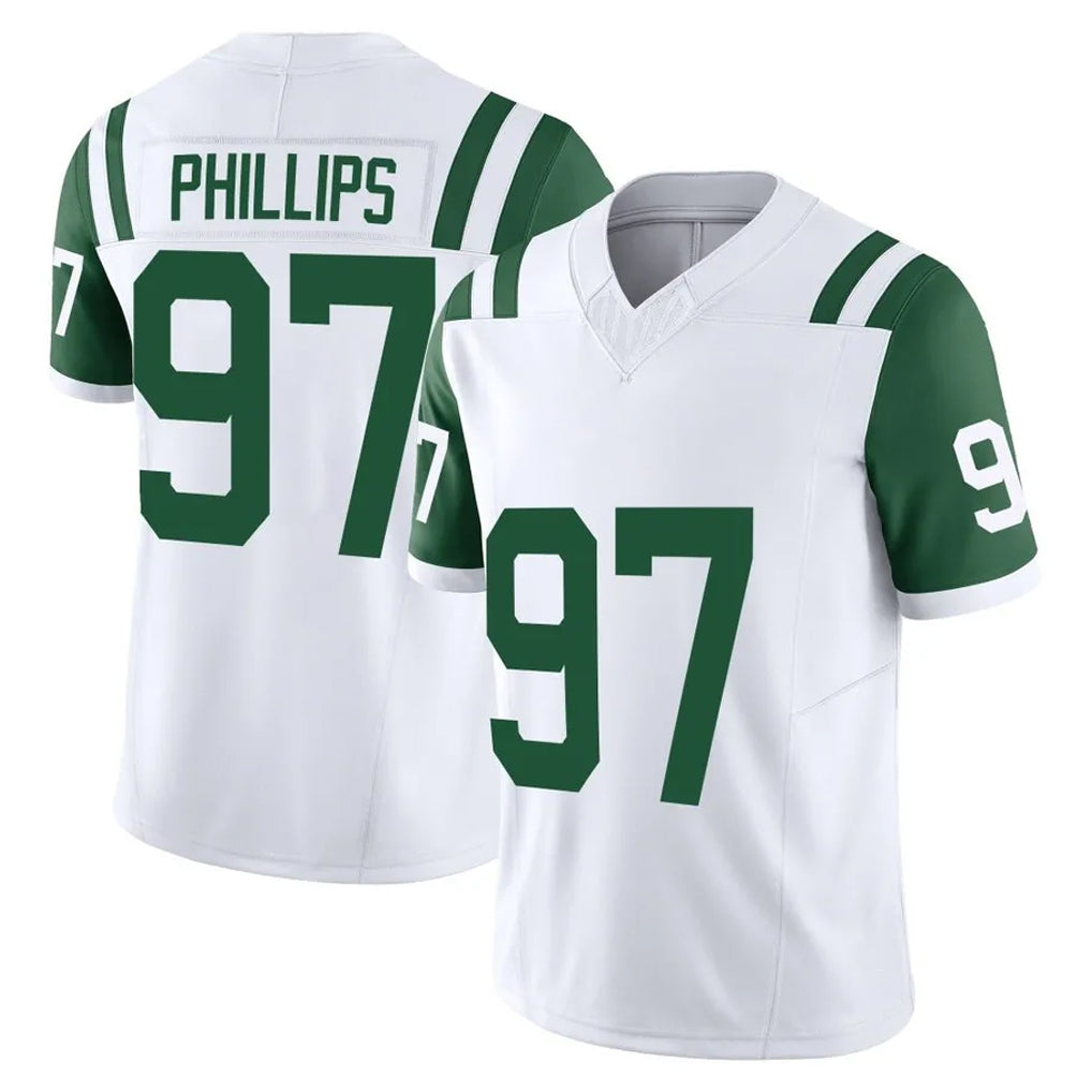 NY.Jets #97 Harrison Phillips Player White Limited Classic Vapor F.U.S.E. Home Game Odoa Stitched Jerseys