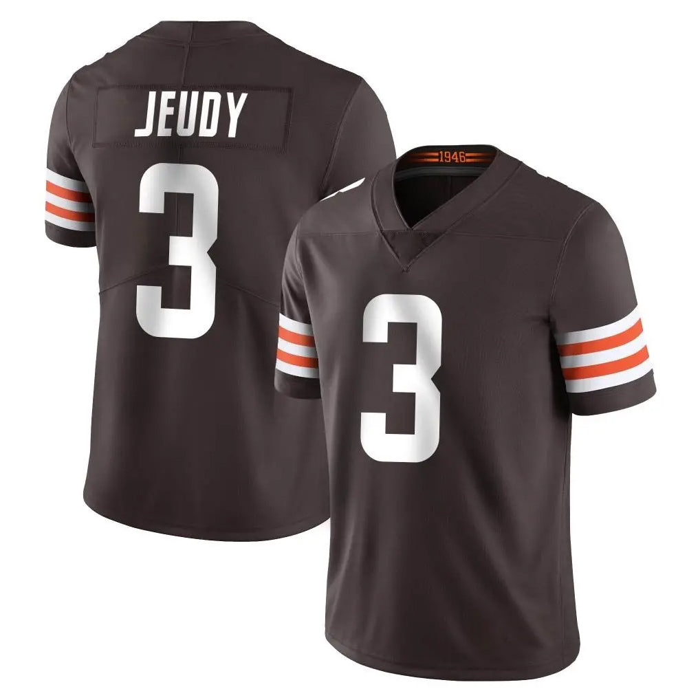 C.Browns #3 Jerry Jeudy Player Brown Color Vapor Untouchable Limited Home Game Odoa Stitched Jerseys