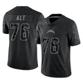 LA.Chargers #76 Joe Alt Player Black Limited Reflective Home Game Odoa Stitched Jerseys