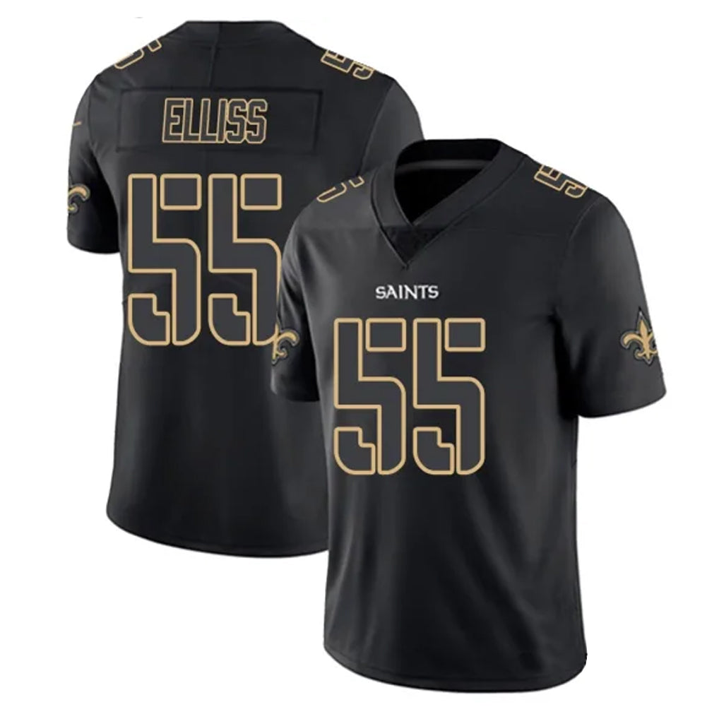 NO.Saints #55 Kaden Elliss Player Black Impact Limited Home Game Odoa Stitched Jerseys