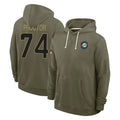 M.Dolphins #74 Kadyn Proctor Player Olive Salute to Service Pullover Hoodies Limited Odoa Stitched Jerseys