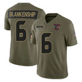 H.Texans #6 Reed Blankenship Player Olive 2025 Salute To Service Limited Game Odoa Stitched Jerseys