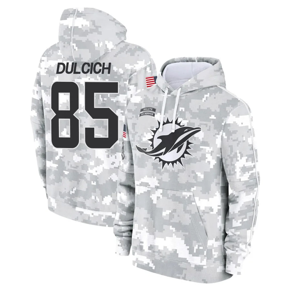 M.Dolphins #85 Greg Dulcich Player Arctic Camo Salute to Service Hoodies Limited Game Odoa Stitched Jerseys