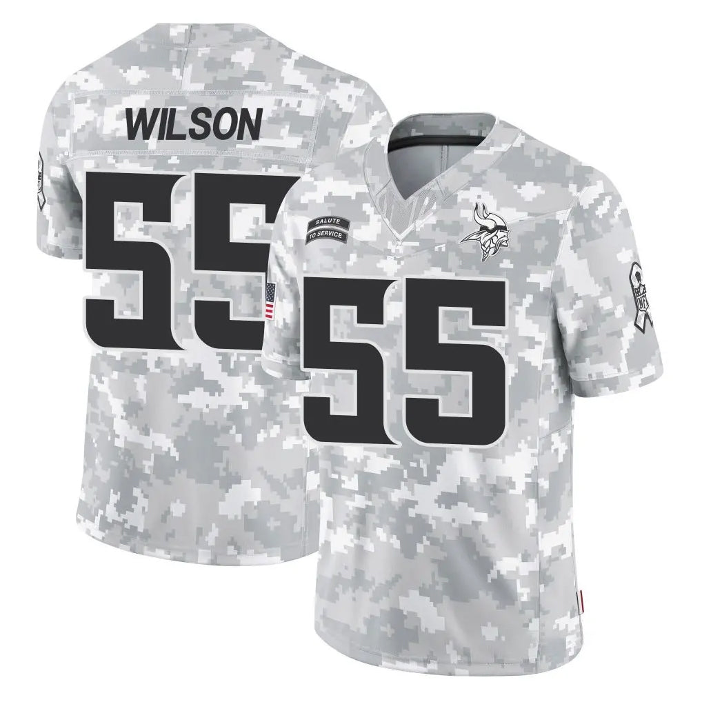 M.Vikings #55 Eric Wilson Player Arctic Camo Salute To Service Limited Game Odoa Stitched Jerseys