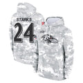 B.Ravens #24 Malaki Starks Player Arctic Camo Salute to Service Pullover Hoodie Odoa Stitched Jerseys