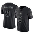 M.Vikings #9 J.J. McCarthy Player Black Reflective LImited Home Game Odoa Stitched Jerseys