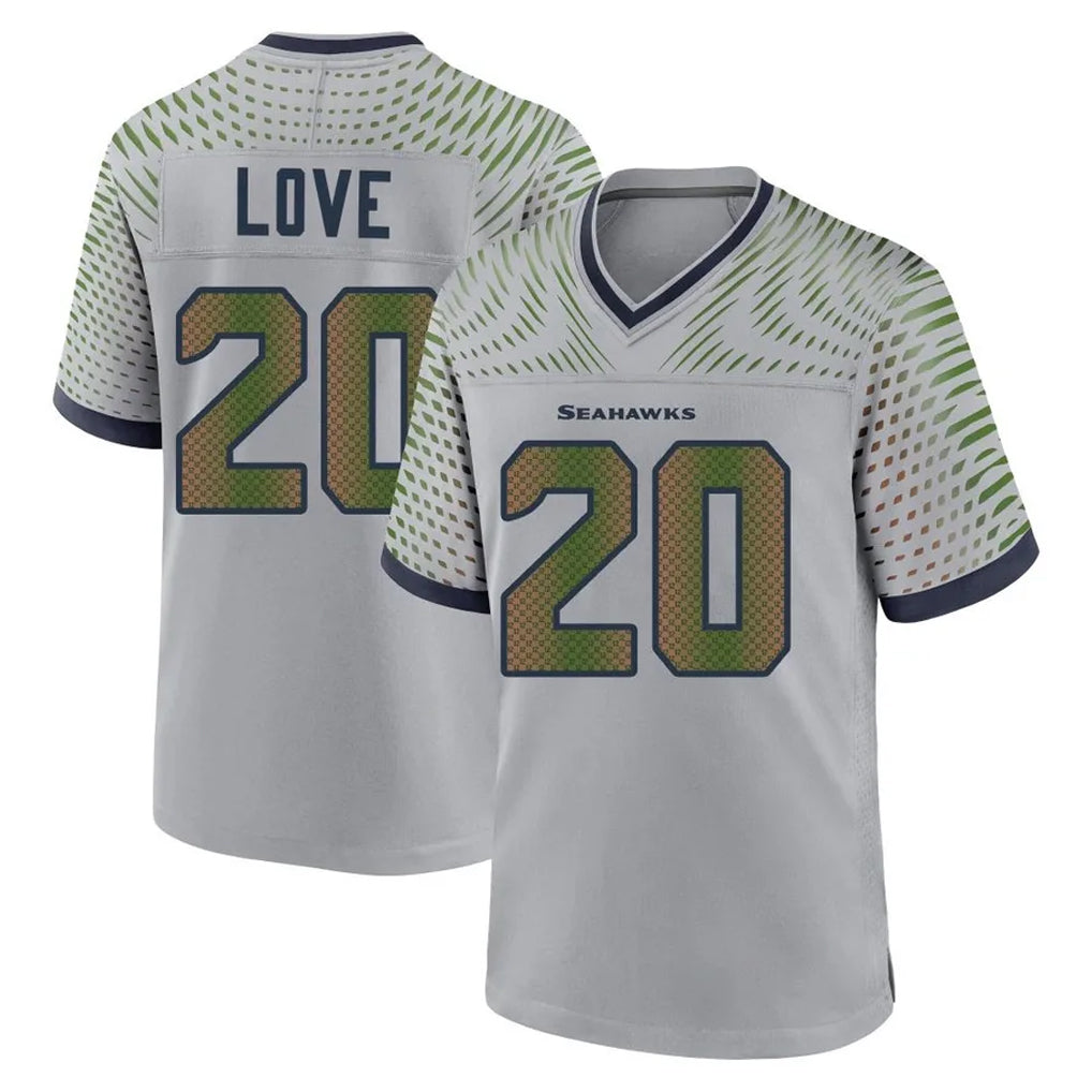 S.Seahawks #20 Julian Love Player Grey 2025 Rivalries Collection Home Game Odoa Stitched Jerseys