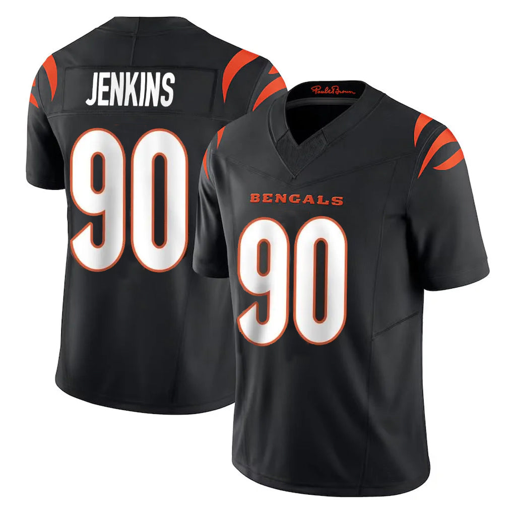 C.Bengals #90 Kris Jenkins Jr Player Black Vapor F.U.S.E. Limited Home Game Odoa Stitched Jerseys