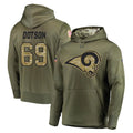 LA.Rams #69 Kevin Dotson Player Olive Salute to Service Pullover Hoodies Home Game Odoa Stitched Jerseys