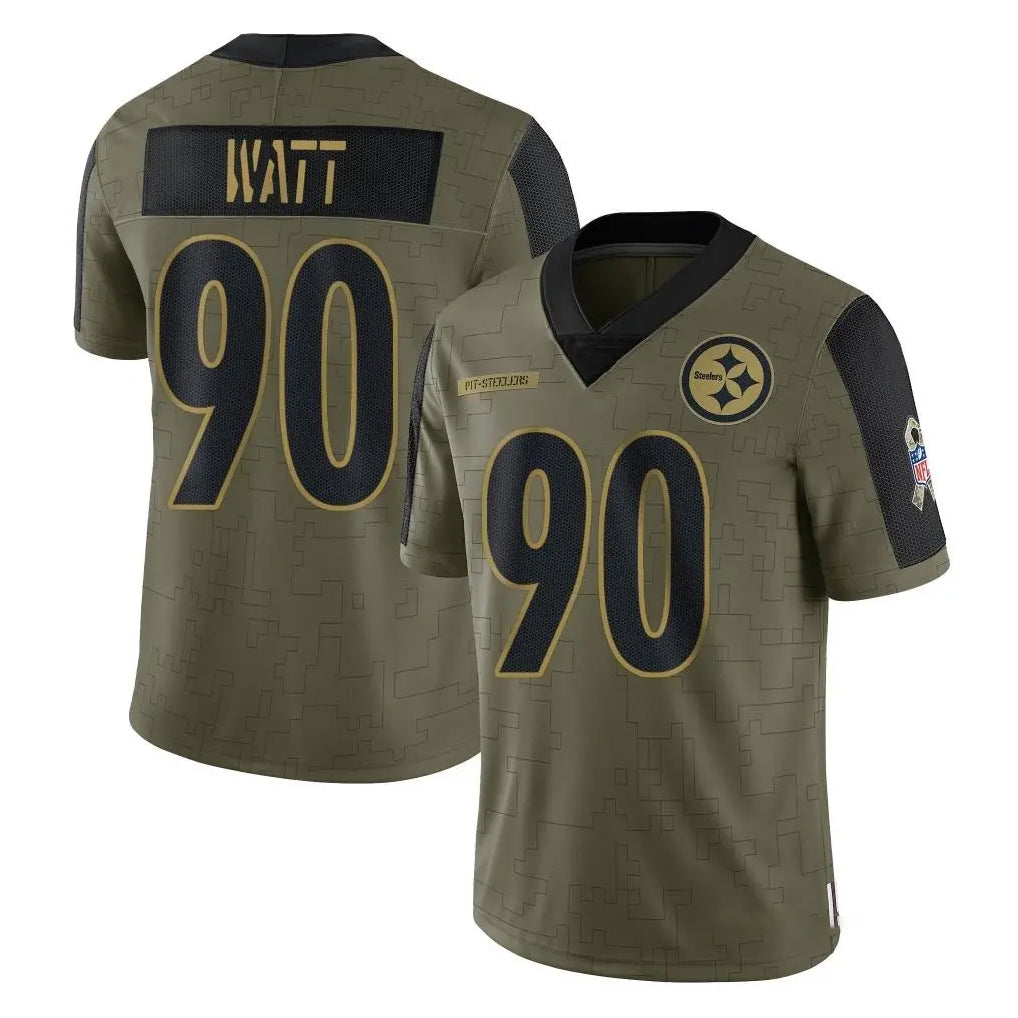 P.Steelers #90 T.J. Watt Player Olive Salute To Service Limited Game Odoa Stitched Jerseys