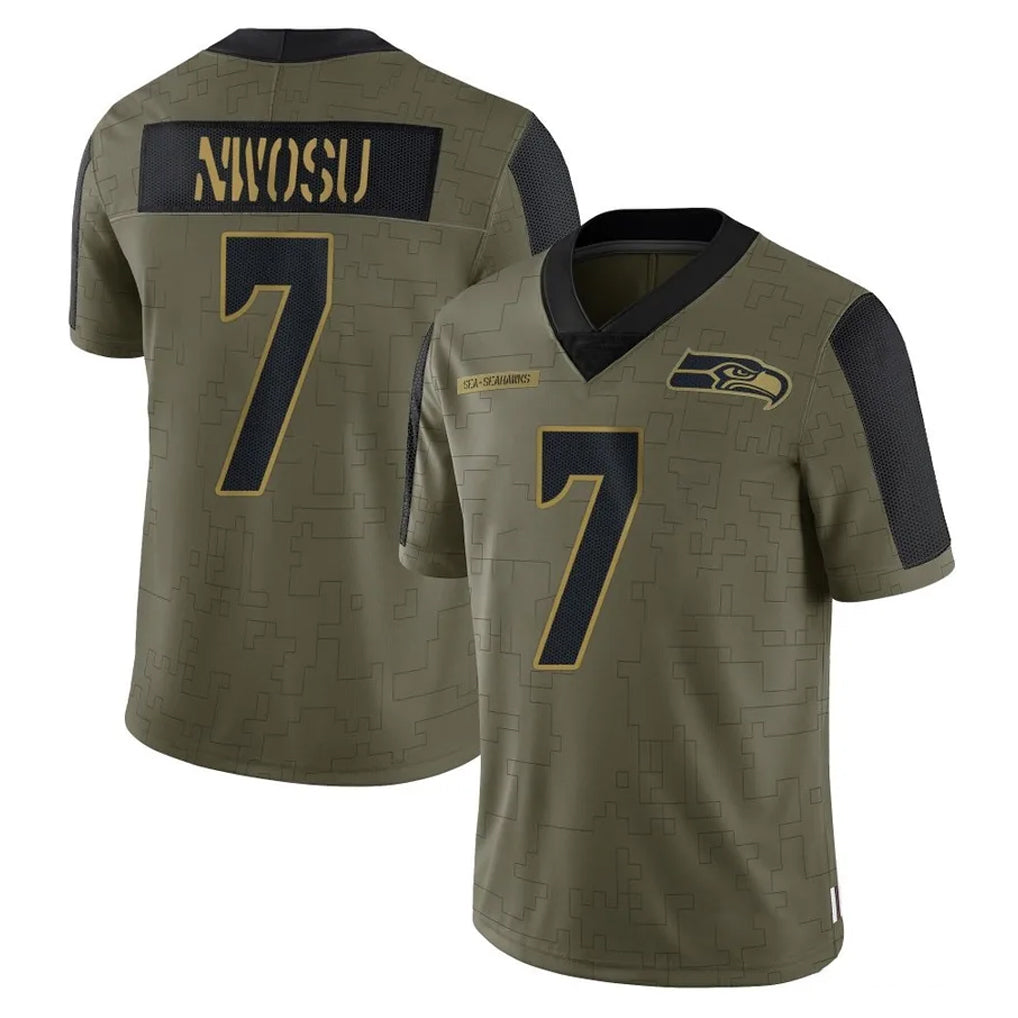 S.Seahawks #7 Uchenna Nwosu Player Olive Salute To Service Limited Game Odoa Stitched Jerseys