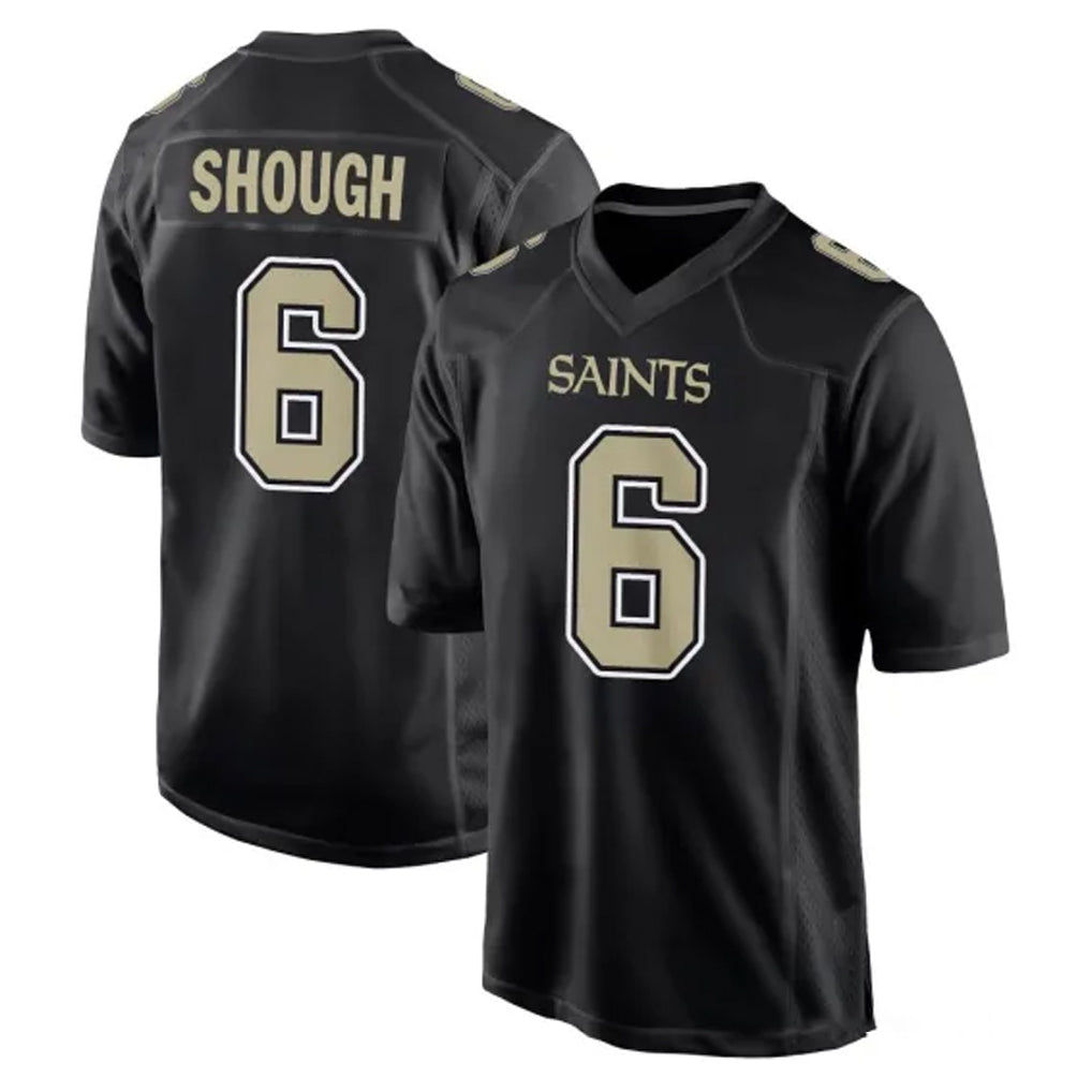 NO.Saints #6 Tyler Shough Player Black Carbon Fashion Home Game Odoa Stitched Jerseys