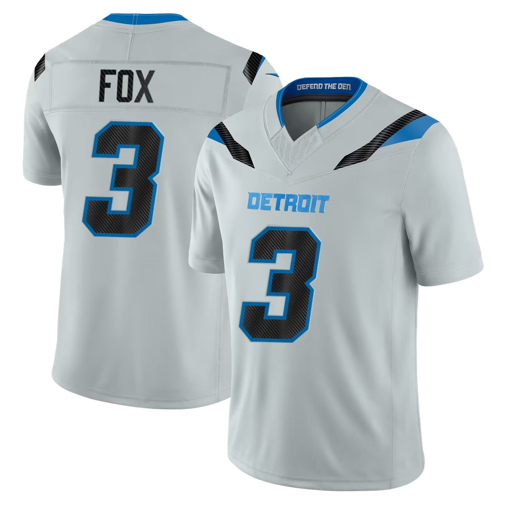 D.Lions #3 Jack Fox Player Silver Limited 2026 Rivalries Collection Home Game Odoa Stitched Jerseys