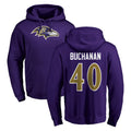 B.Ravens #40 Teddye Buchanan Player Purple Salute to Service Pullover Hoodie Odoa Stitched Jerseys