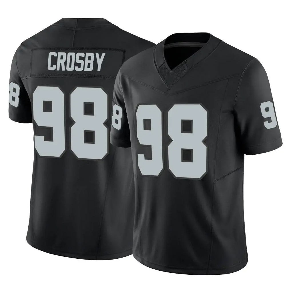 LV.Raiders #98 Maxx Crosby Player Black Limited Vapor F.U.S.E. Home Game Odoa Stitched Jerseys