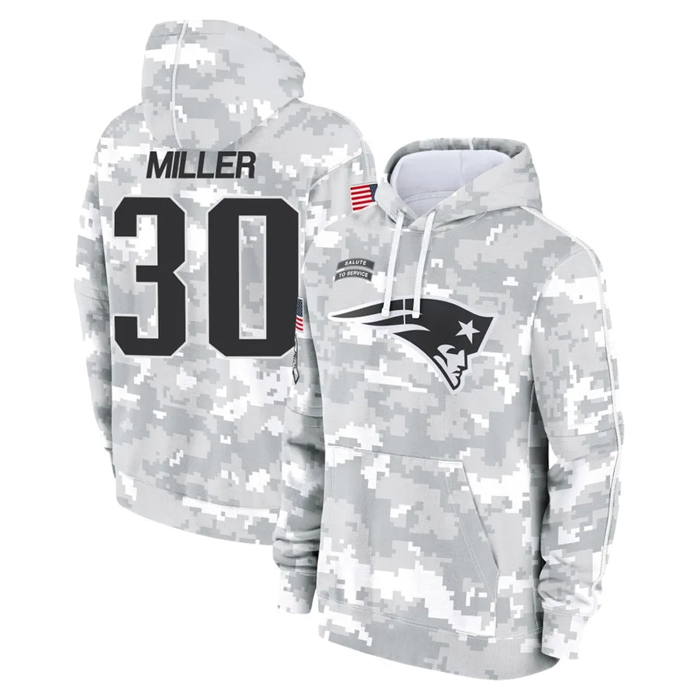 NE.Patriots #30 Jam Miller Player Arctic Camo Salute to Service Pullover Hoodies Limited Game Odoa Stitched Jerseys