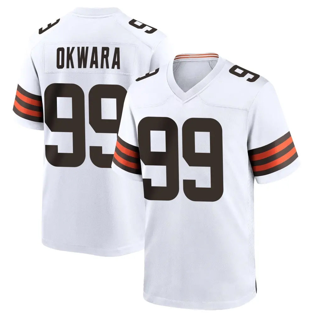 C.Browns #99 Julian Okwara Player White Home Game Odoa Stitched Jerseys