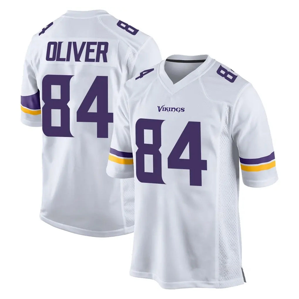 M.Vikings #84 Josh Oliver Player White Home Game Odoa Stitched Jerseys
