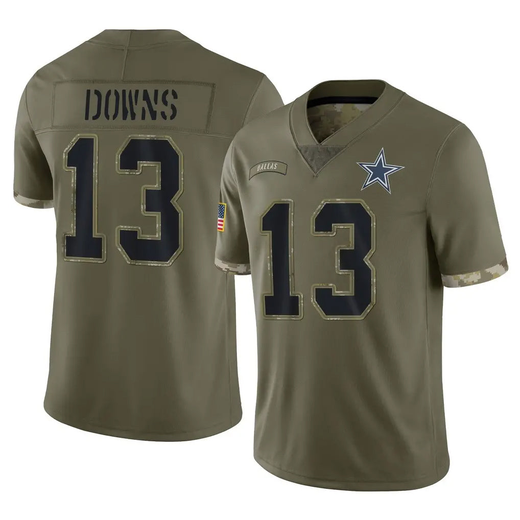 D.Cowboys #13 Caleb Downs Player Olive Salute to Service Limited Game Odoa Stitched Jerseys