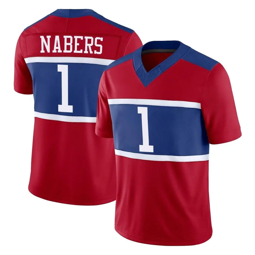 NY.Giants #1 Malik Nabers Player Red Century Vapor F.U.S.E. Home Game Odoa Stitched Jerseys